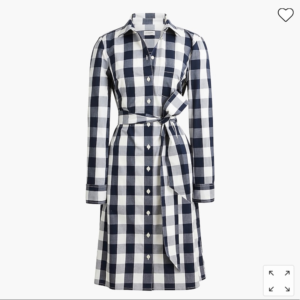 Women’s JCrew Factory Gingham Belted Shirtdress, Navy